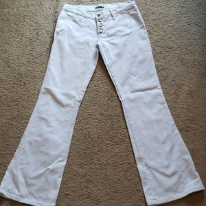 Frankie B Vintage White Button-fly Wide Leg Jeans
